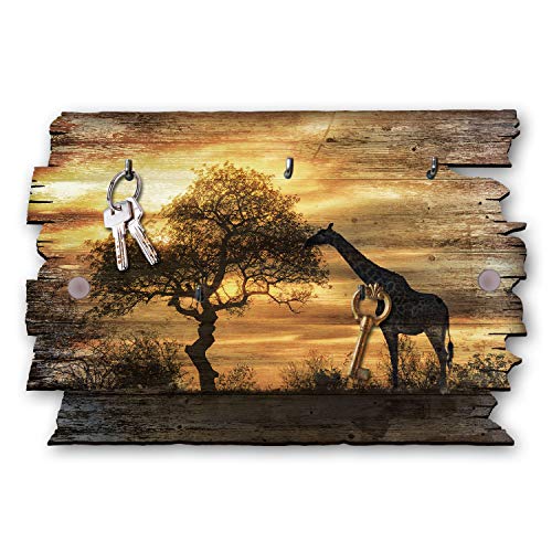 Kreative Feder Giraffe Afrika Designer Schlüsselbrett, Hakenleiste Landhaus Style, Shabby aus Holz 30x20cm, HSB113 von Kreative Feder