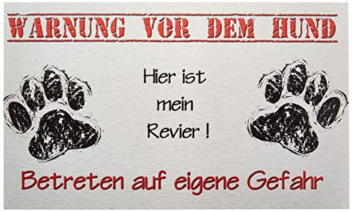 Kreative Feder Warnschild Hund aus gebürstetem Aluminium (Verbund) von Kreative Feder