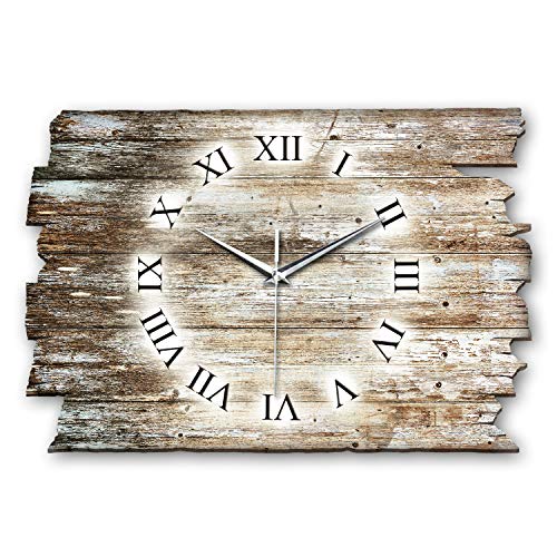 Kreative Feder Holz-Design Landhaus Shabby Style Designer Wanduhr leise Quarzuhr aus Holz *Made in Germany leise ohne Ticken WH041L 40x27cm von Kreative Feder