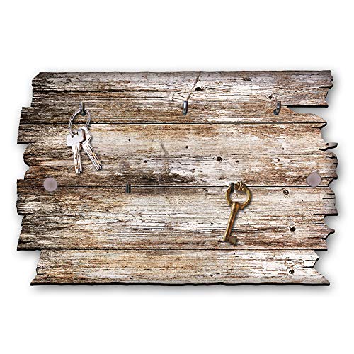 Kreative Feder Holzstruktur Designer Schlüsselbrett, Hakenleiste Landhaus Style, Shabby aus Holz 30x20cm, HSB065 von Kreative Feder