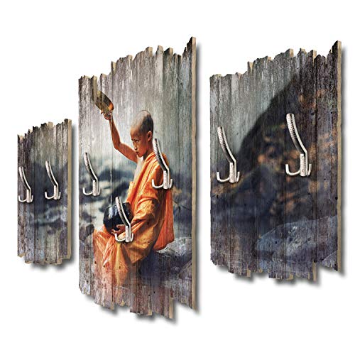 Kreative Feder Junger Buddhist Designer Wandgarderobe Flurgarderobe Wandpaneele 95 x 60 cm aus MDF DTGH068 von Kreative Feder