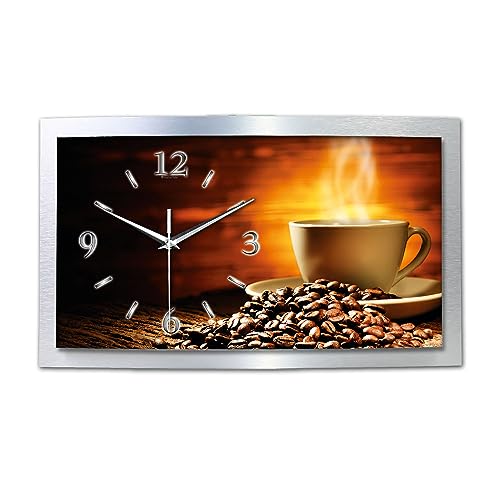 Kreative Feder Kaffeegenuss Wanduhr 3D XXL Designer leise Funk Motiv Funkuhr Wandbild modernes Design WAA121FL (50x30 cm leise Funkuhr) von Kreative Feder