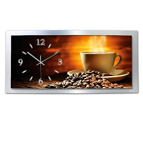 Kreative Feder Kaffeegenuss Wanduhr 3D XXL Designer leise Funk Motiv Funkuhr Wandbild modernes Design WAA121FL (80x40 cm leise Funkuhr) von Kreative Feder