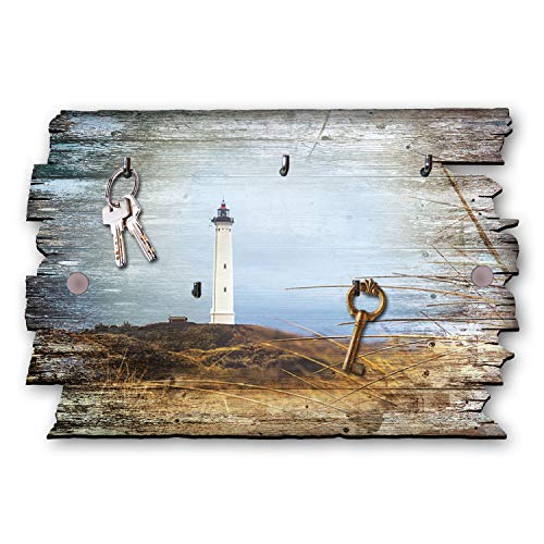 Kreative Feder Leuchtturm Designer Schlüsselbrett, Hakenleiste Landhaus Style, Shabby aus Holz 30x20cm, HSB037 von Kreative Feder