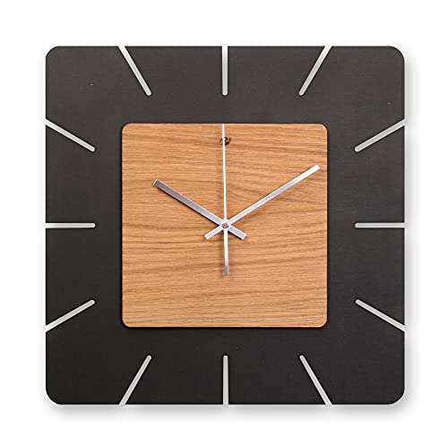 Kreative Feder Moderne Designer Holz Wanduhr | wahlw. mit leisem Funk- oder Quarzuhrwerk ohne Ticken | 40cm (leises Funkuhrwerk) von Kreative Feder