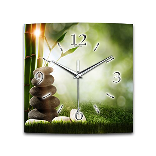 Kreative Feder Natur Designer Funk Wanduhr leise Funkuhr modernes Design * Made in Germany* WA122F 30x30cm von Kreative Feder