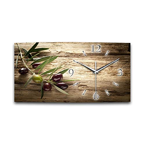 Kreative Feder Designer-Wanduhr Olive XXL Küchenuhr leise Funkuhr in modernem Design ohne Ticken (Olive, 80x40cm leises Funkuhrwerk) von Kreative Feder