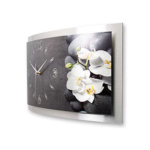 Kreative Feder Orchidee Blumen Wanduhr 3D XXL Designer Motiv leise Funkuhr Wandbild modernes Design WAA502FL-X (80cm x 40cm leise Funkuhr) von Kreative Feder