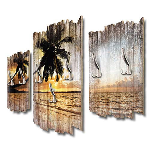 Kreative Feder Palmenstrand Designer Wandgarderobe Flurgarderobe Wandpaneele 95 x 60 cm aus MDF DTGH084 von Kreative Feder