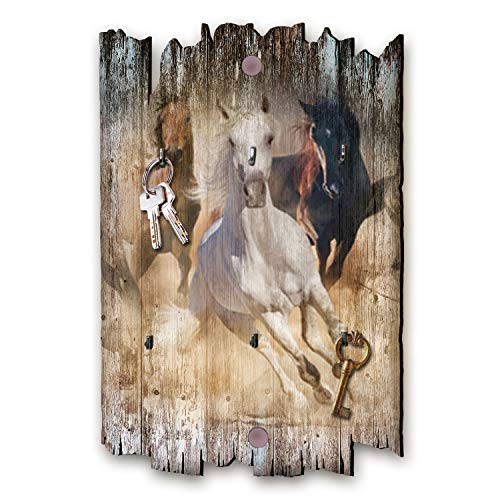 Kreative Feder Pferde Designer Schlüsselbrett, Hakenleiste Landhaus Style, Shabby aus Holz 30x20cm, HSB078 von Kreative Feder