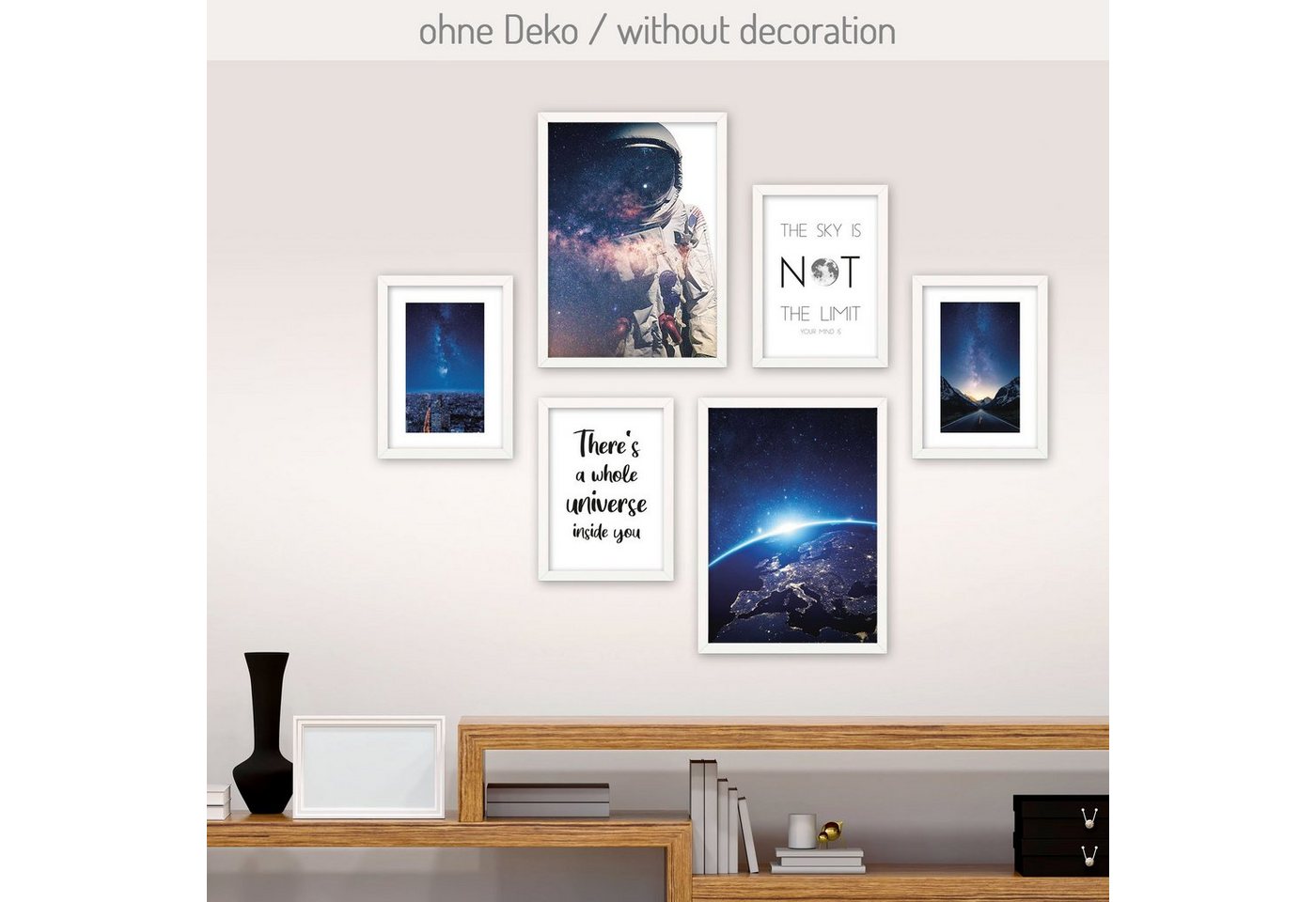 Poster, Astronaut, Weltall, Space, Wissenschaft, Erde, Sterne, Universum (Set, 6 St), 6-teiliges Poster-Set, Kunstdruck, Wandbild, Posterwand, Bilderwand, optional mit Rahmen, WP540 von Kreative Feder