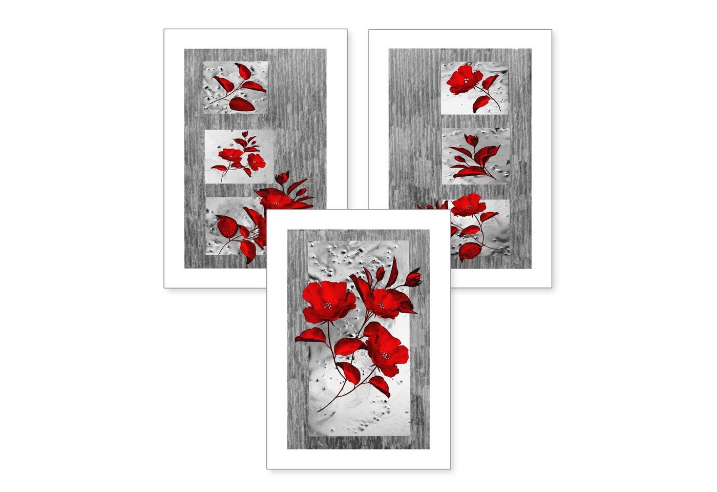 Kreative Feder Poster, Blume (Set, 3 St), 3-teiliges Poster-Set, Wandbild, optional mit Rahmen, DIN A4 oder A3 von Kreative Feder