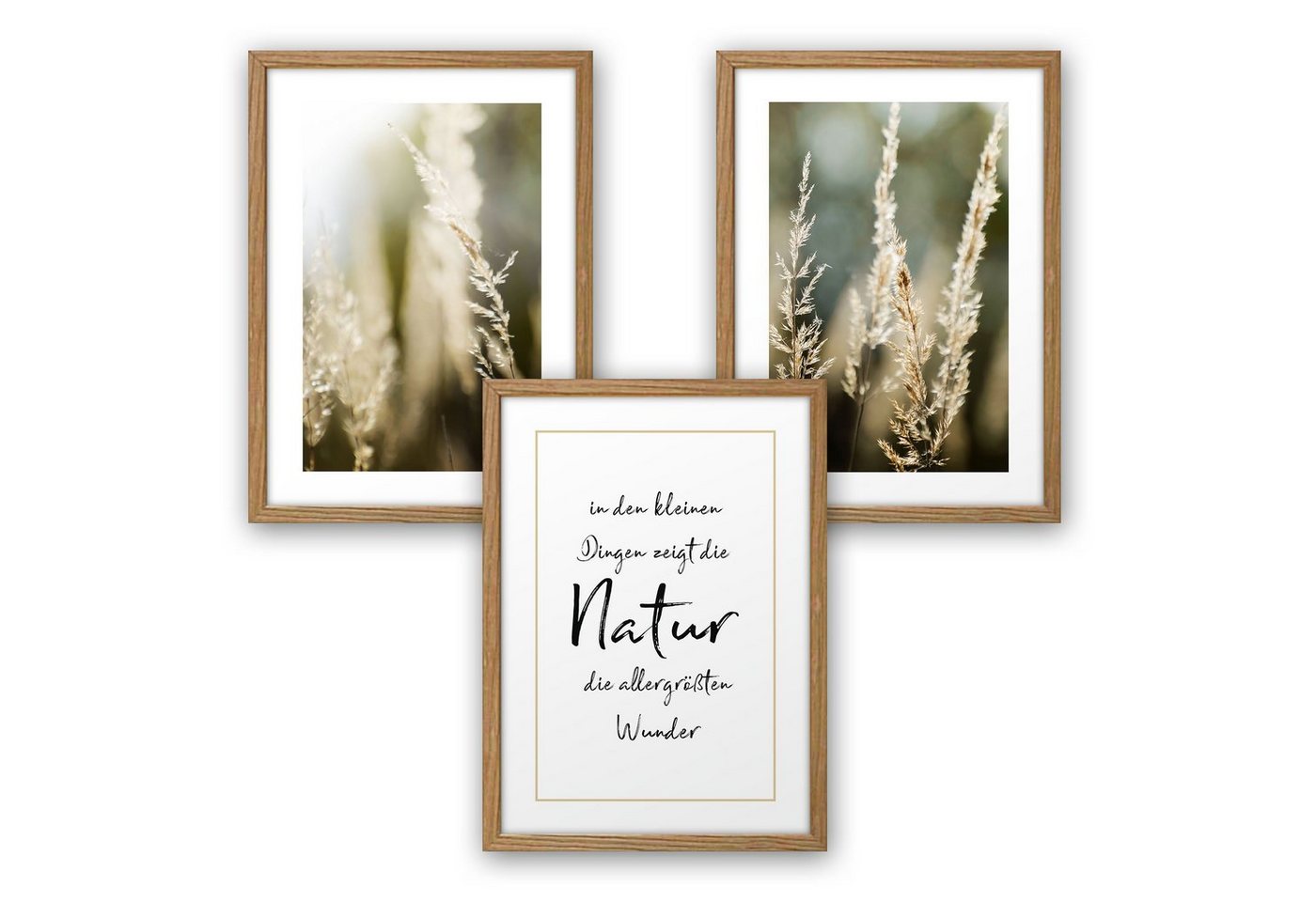 Kreative Feder Poster, Gras (Set, 3 St), 3-teiliges Poster-Set, Wandbild, optional mit Rahmen, DIN A4 oder A3 von Kreative Feder