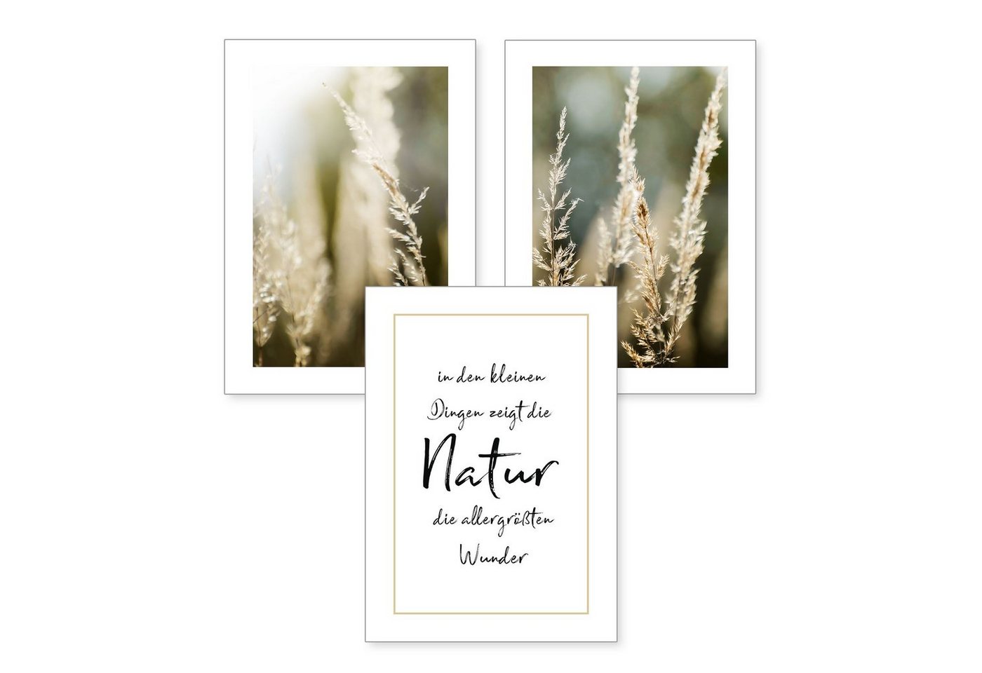 Kreative Feder Poster, Gras (Set, 3 St), 3-teiliges Poster-Set, Wandbild, optional mit Rahmen, DIN A4 oder A3 von Kreative Feder