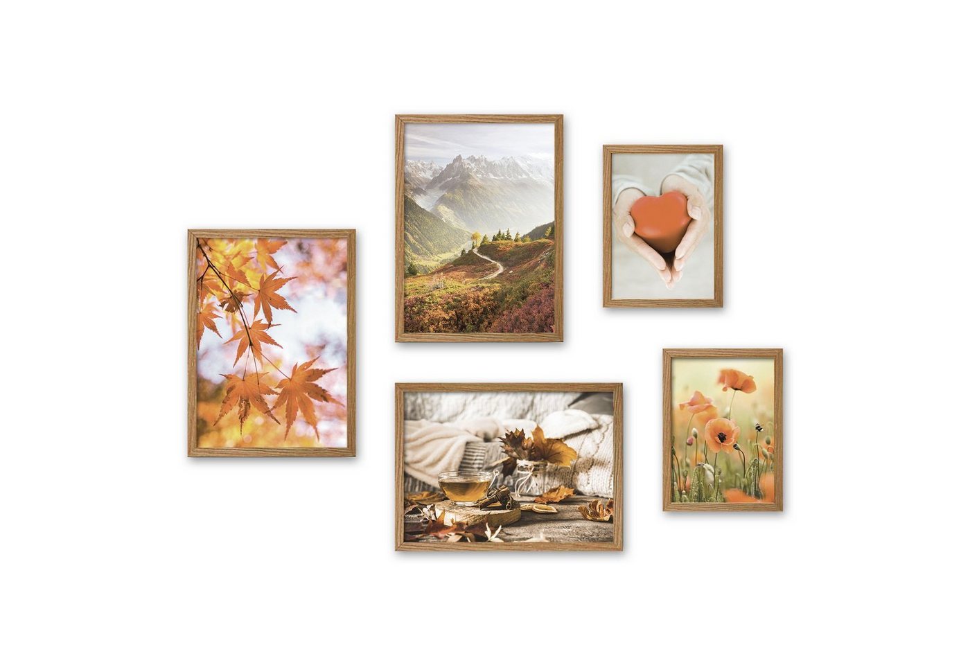 Kreative Feder Poster, Herbst, Landschaft, Natur, Bäume, Laub (Set, 5 St), 5-teiliges Poster-Set, Kunstdruck, Wandbild, Posterwand, Bilderwand, optional mit Rahmen, WP606 von Kreative Feder