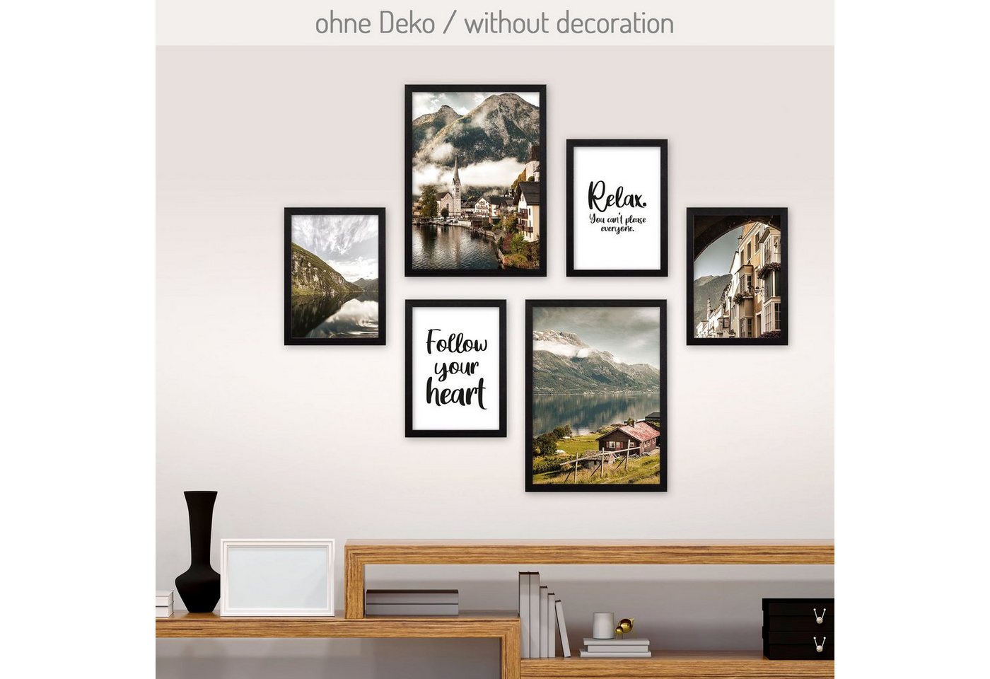 Kreative Feder Poster, Landschaft, Natur, Berge, Alpen, Stadt, Spruch (Set, 6 St), 6-teiliges Poster-Set, Wandbild, Posterwand, optional mit Rahmen von Kreative Feder