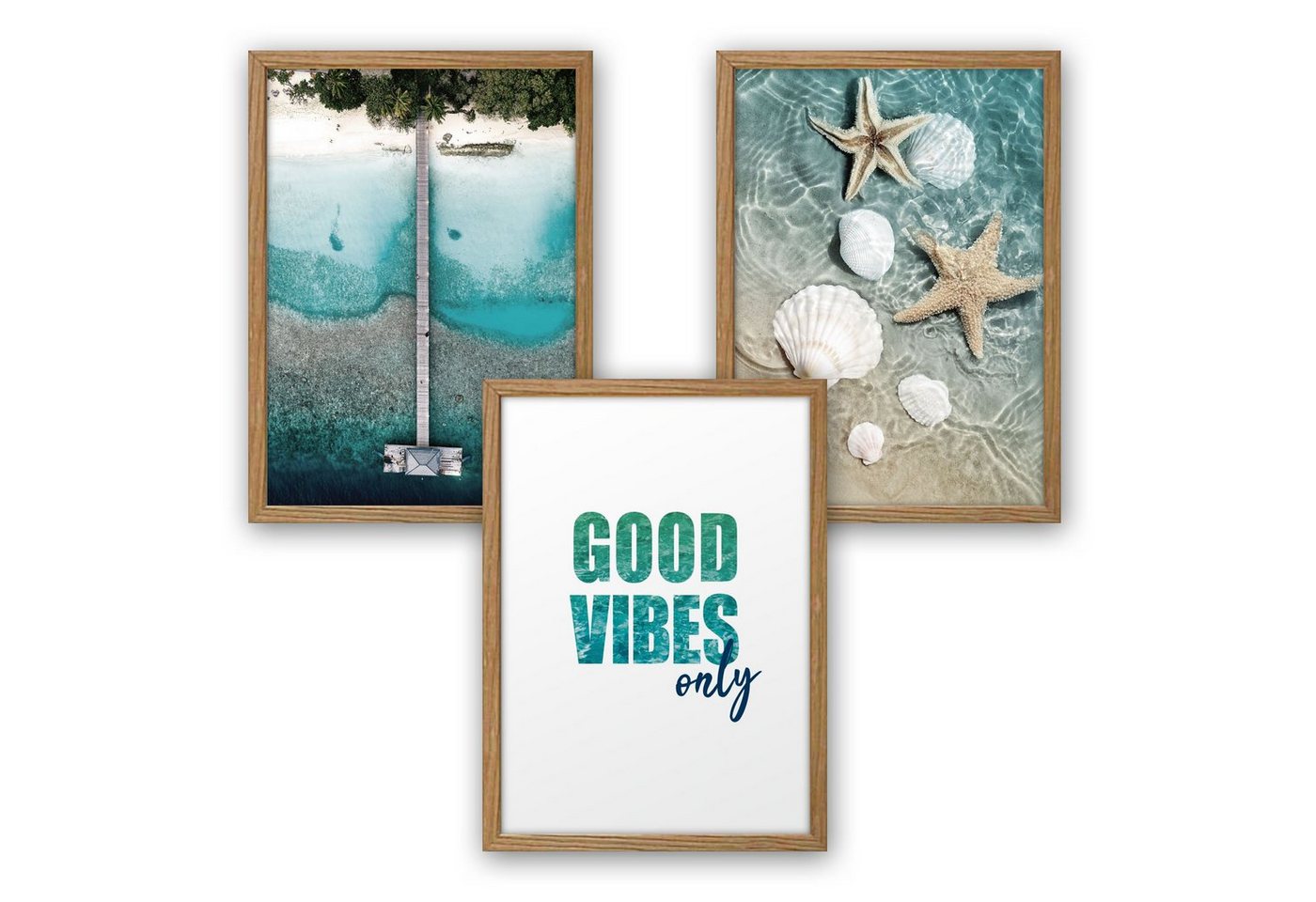 Kreative Feder Poster, Landschaft, Natur, Insel, Meer, Strand (Set, 3 St), 3-teiliges Poster-Set, Kunstdruck, Wandbild, optional mit Rahmen, wahlw. in DIN A4 / A3, 3-WP121 von Kreative Feder