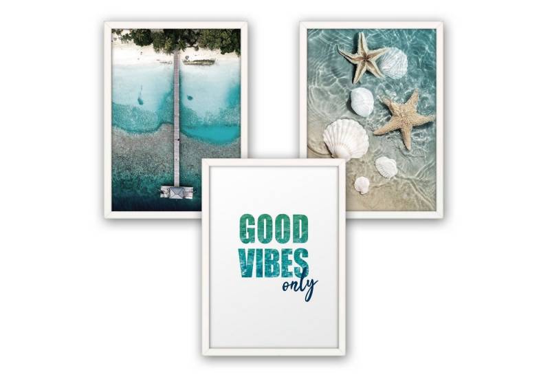 Kreative Feder Poster, Landschaft, Natur, Insel, Meer, Strand (Set, 3 St), 3-teiliges Poster-Set, Kunstdruck, Wandbild, optional mit Rahmen, wahlw. in DIN A4 / A3, 3-WP121 von Kreative Feder