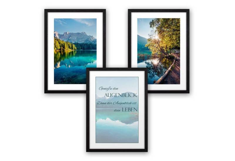 Kreative Feder Poster, Landschaft, Natur, See, Berge, Inspiration, Spruch (Set, 3 St), 3-teiliges Poster-Set, Kunstdruck, Wandbild, optional mit Rahmen, wahlw. in DIN A4 / A3, 3-WP063 von Kreative Feder