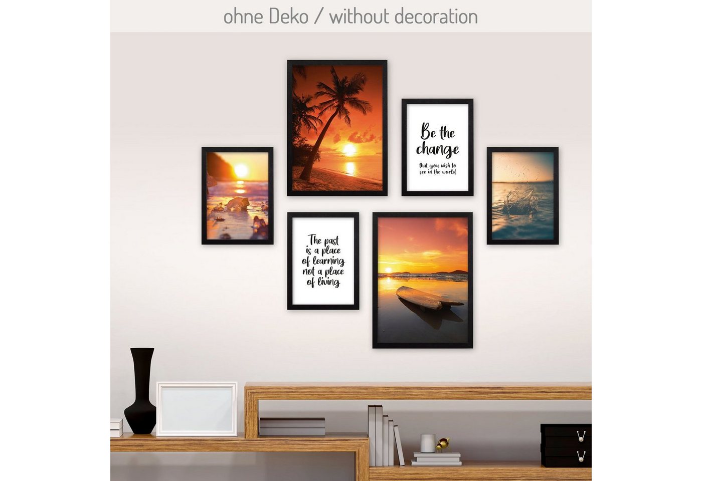 Kreative Feder Poster, Landschaft, Natur, Strand, Meer, Sonne, Inspiration, Spruch (Set, 6 St), 6-teiliges Poster-Set, Kunstdruck, Wandbild, Posterwand, Bilderwand, optional mit Rahmen, WP552 von Kreative Feder