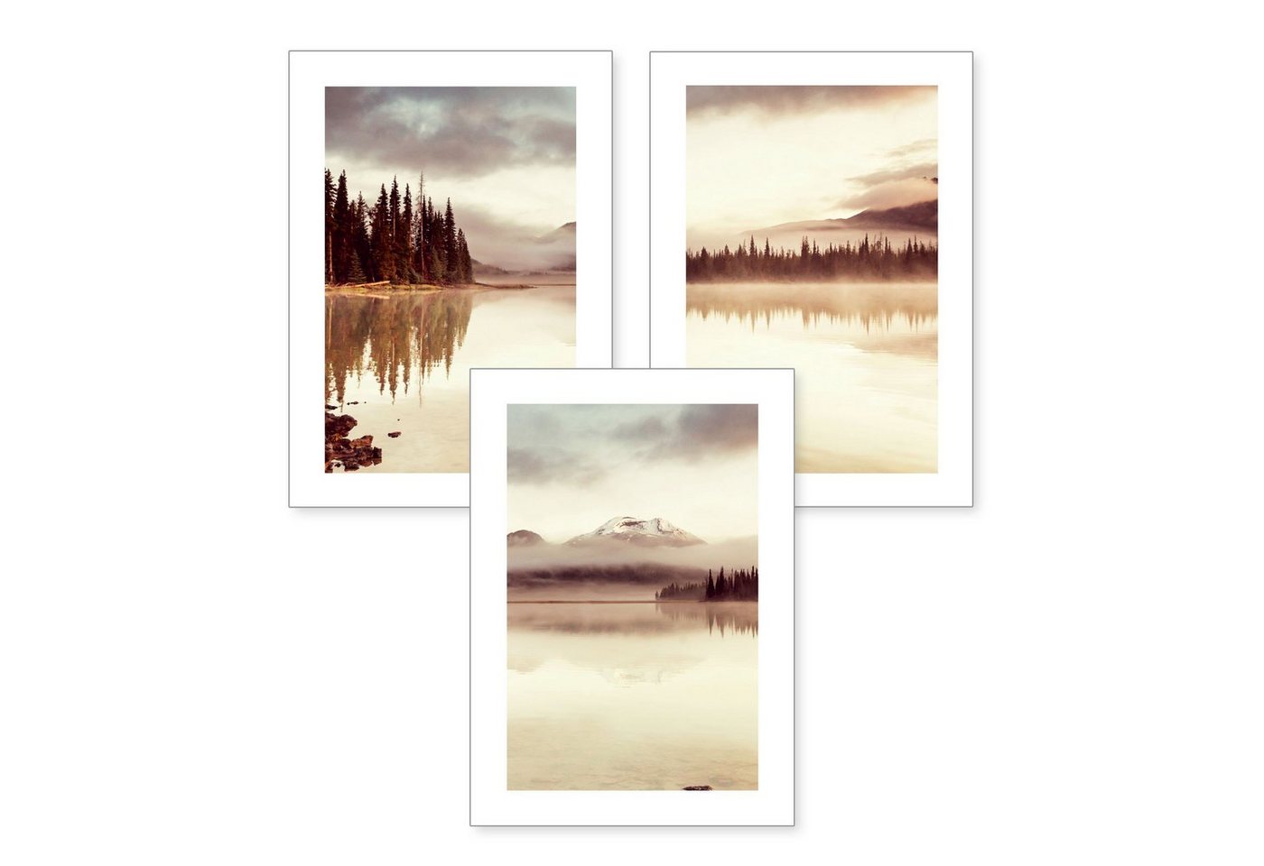 Kreative Feder Poster, Landschaft (Set, 3 St), 3-teiliges Poster-Set, Wandbild, optional mit Rahmen, DIN A4 oder A3 von Kreative Feder