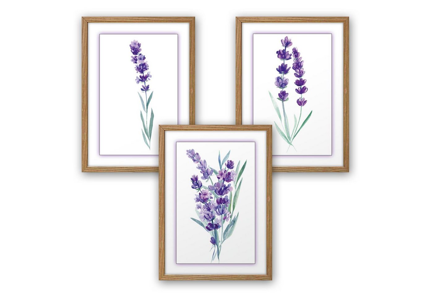 Kreative Feder Poster, Lavendel, Natur, Pflanze, Zeichnung, Aquarell (Set, 3 St), 3-teiliges Poster-Set, Kunstdruck, Wandbild, optional mit Rahmen, wahlw. in DIN A4 / A3, 3-WP113 von Kreative Feder