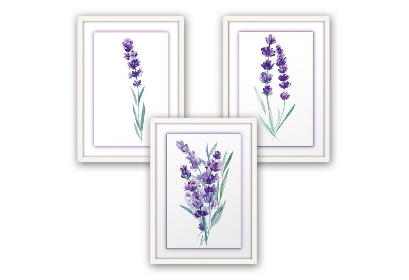 Kreative Feder Poster, Lavendel, Natur, Pflanze, Zeichnung, Aquarell (Set, 3 St), 3-teiliges Poster-Set, Kunstdruck, Wandbild, optional mit Rahmen, wahlw. in DIN A4 / A3, 3-WP113 von Kreative Feder