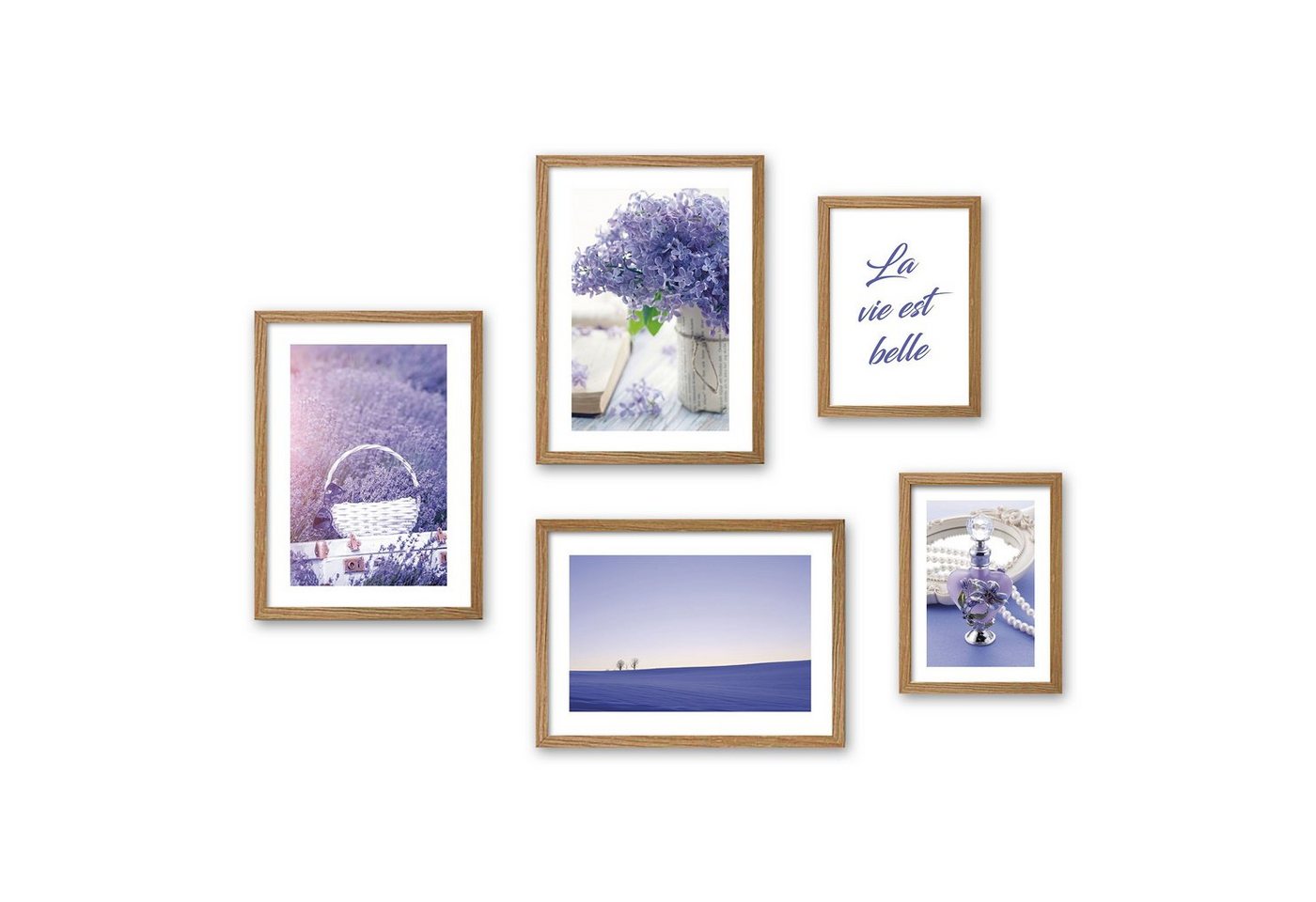 Kreative Feder Poster, Lavendel, lila, Landschaft, Natur, Blüte, Blume (Set, 5 St), 5-teiliges Poster-Set, Kunstdruck, Wandbild, Posterwand, Bilderwand, optional mit Rahmen, WP608 von Kreative Feder