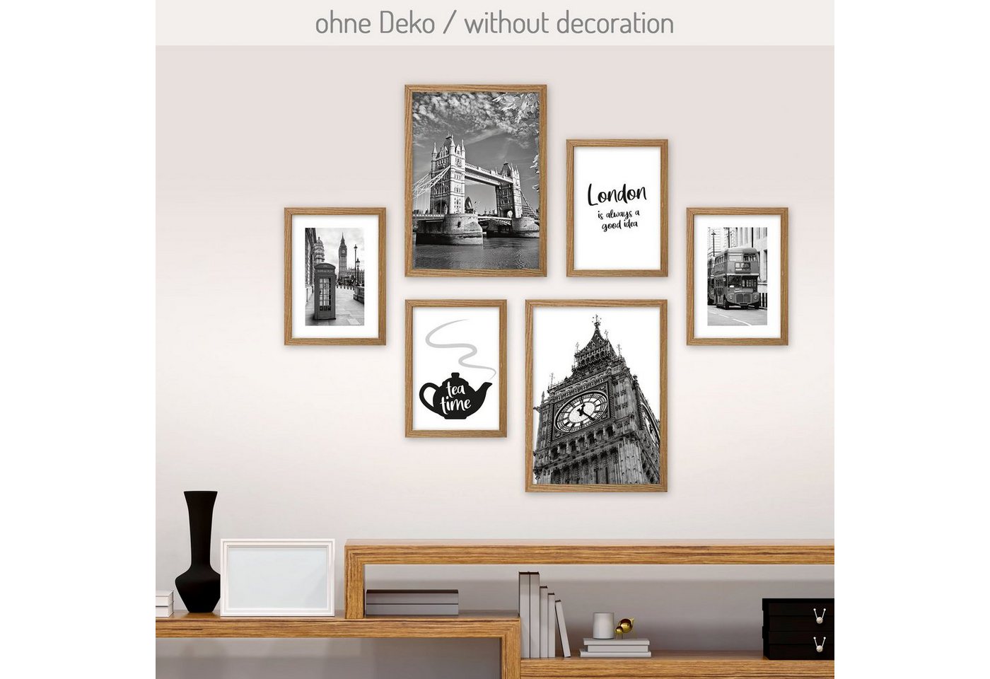 Kreative Feder Poster, London, Stadt, City, England, Britisch, Big Ben, London Bridge (Set, 6 St), 6-teiliges Poster-Set, Kunstdruck, Wandbild, Posterwand, Bilderwand, optional mit Rahmen, WP536 von Kreative Feder