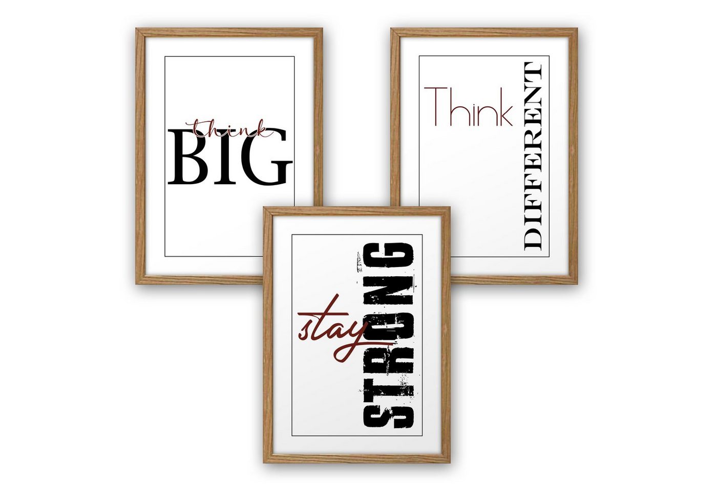 Kreative Feder Poster, Motivation, Inspiration, Schrift, Text (Set, 4 St), 3-teiliges Poster-Set, Kunstdruck, Wandbild, optional mit Rahmen, wahlw. in DIN A4 / A3, 3-WP095 von Kreative Feder