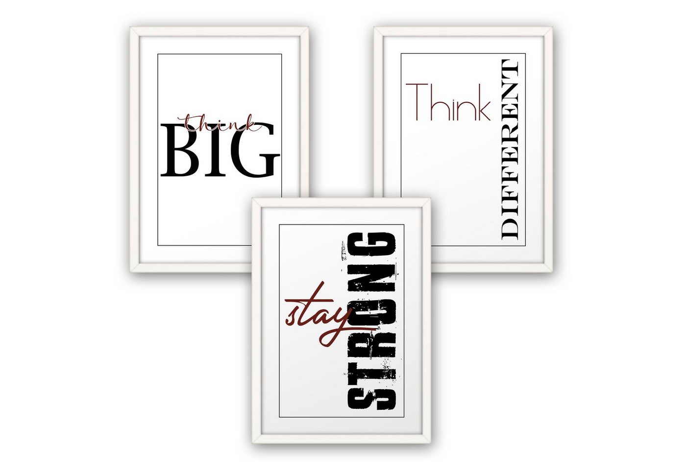 Kreative Feder Poster, Motivation, Inspiration, Schrift, Text (Set, 4 St), 3-teiliges Poster-Set, Kunstdruck, Wandbild, optional mit Rahmen, wahlw. in DIN A4 / A3, 3-WP095 von Kreative Feder