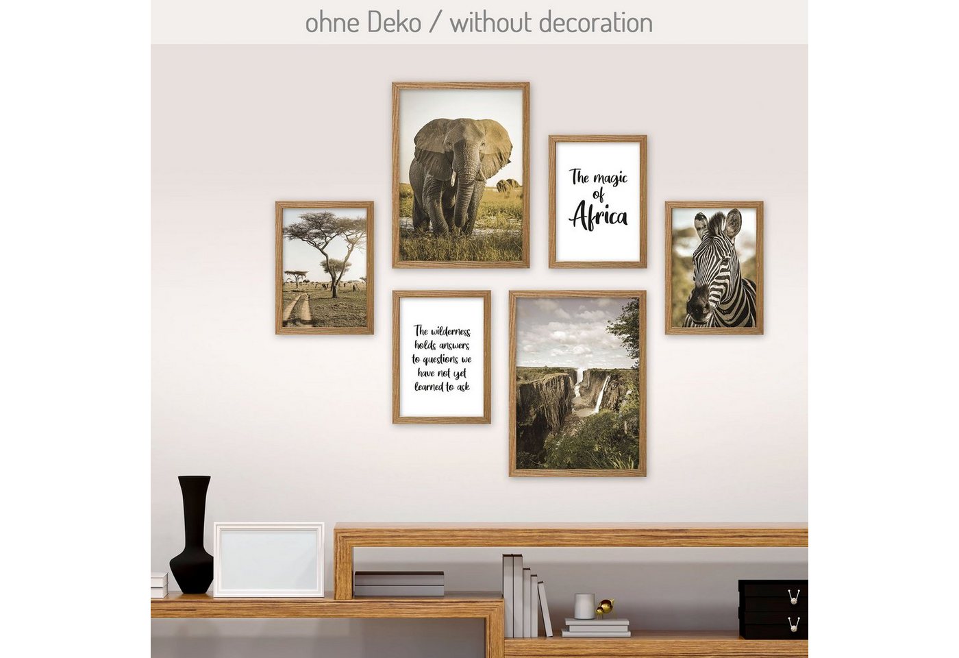 Kreative Feder Poster, Natur, Landschaft, Afrika, Safari, Savanne, Zebra, Elefant, Reisen (Set, 6 St), 6-teiliges Poster-Set, Kunstdruck, Wandbild, Posterwand, Bilderwand, optional mit Rahmen, WP537 von Kreative Feder