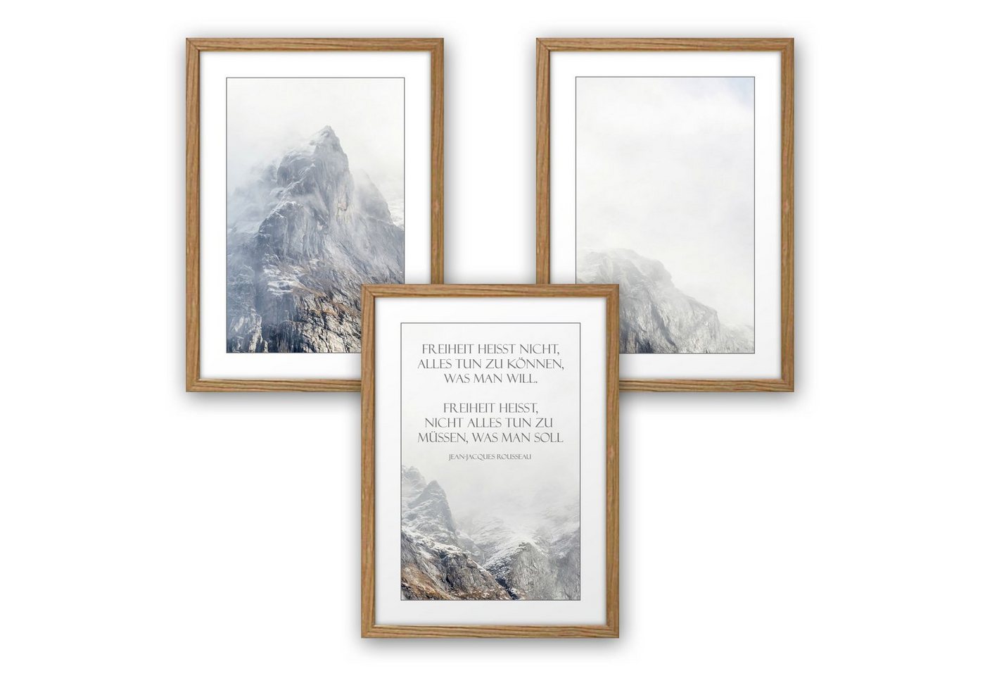 Kreative Feder Poster, Natur, Landschaft, Berg, Spruch, Inspiration, Zitat (Set, 3 St), 3-teiliges Poster-Set, Kunstdruck, Wandbild, optional mit Rahmen, wahlw. in DIN A4 / A3, 3-WP108 von Kreative Feder