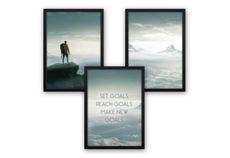 Kreative Feder Poster, Natur, Landschaft, Berge, Wolken, Horizont, Motivation (Set, 3 St), 3-teiliges Poster-Set, Kunstdruck, Wandbild, optional mit Rahmen, wahlw. in DIN A4 / A3, 3-WP125 von Kreative Feder