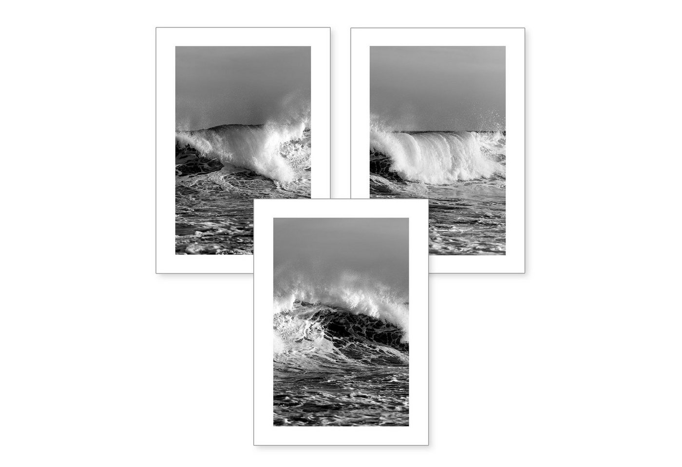 Kreative Feder Poster, Natur, Landschaft, Meer, Küste, Welle, Wasser (Set, 3 St), 3-teiliges Poster-Set, Wandbild, optional mit Rahmen, DIN A4 oder A3 von Kreative Feder