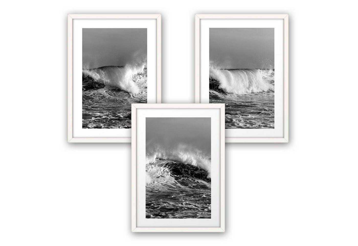 Kreative Feder Poster, Natur, Landschaft, Meer, Küste, Welle, Wasser (Set, 3 St), 3-teiliges Poster-Set, Wandbild, optional mit Rahmen, DIN A4 oder A3 von Kreative Feder