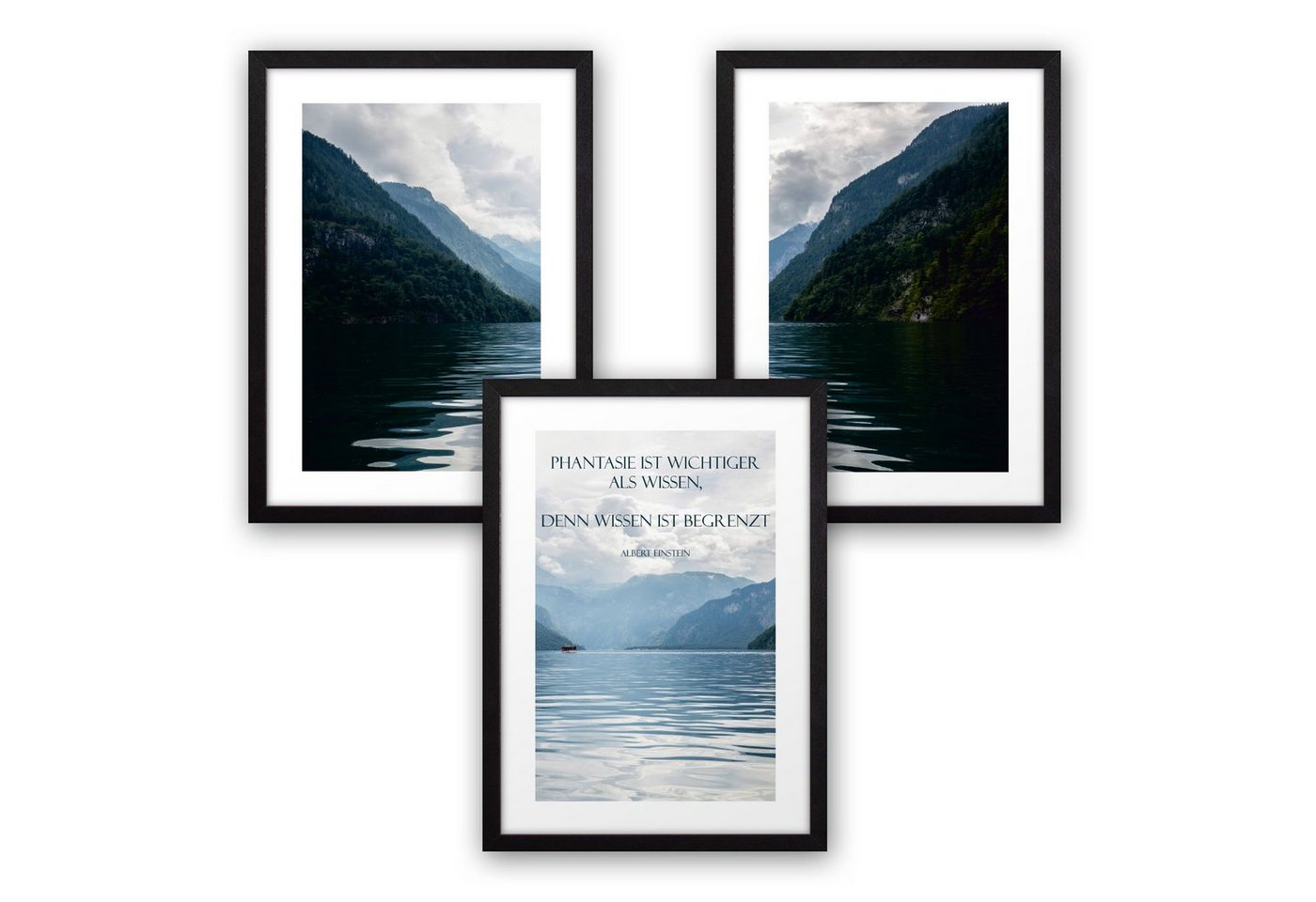 Kreative Feder Poster, Natur, Landschaft, See, Berge, Zitat (Set, 3 St), 3-teiliges Poster-Set, Kunstdruck, Wandbild, optional mit Rahmen, wahlw. in DIN A4 / A3, 3-WP111 von Kreative Feder