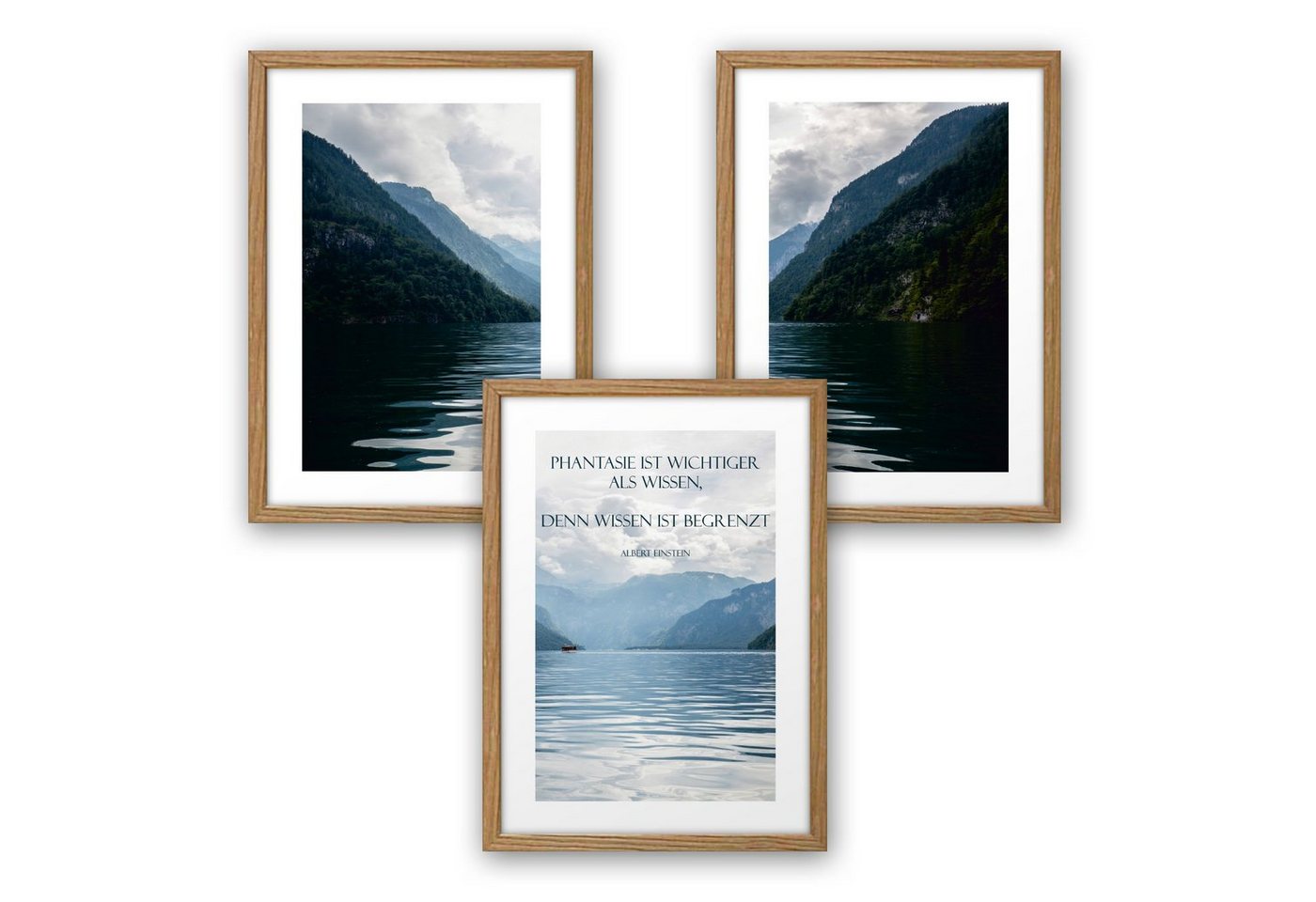 Kreative Feder Poster, Natur, Landschaft, See, Berge, Zitat (Set, 3 St), 3-teiliges Poster-Set, Kunstdruck, Wandbild, optional mit Rahmen, wahlw. in DIN A4 / A3, 3-WP111 von Kreative Feder