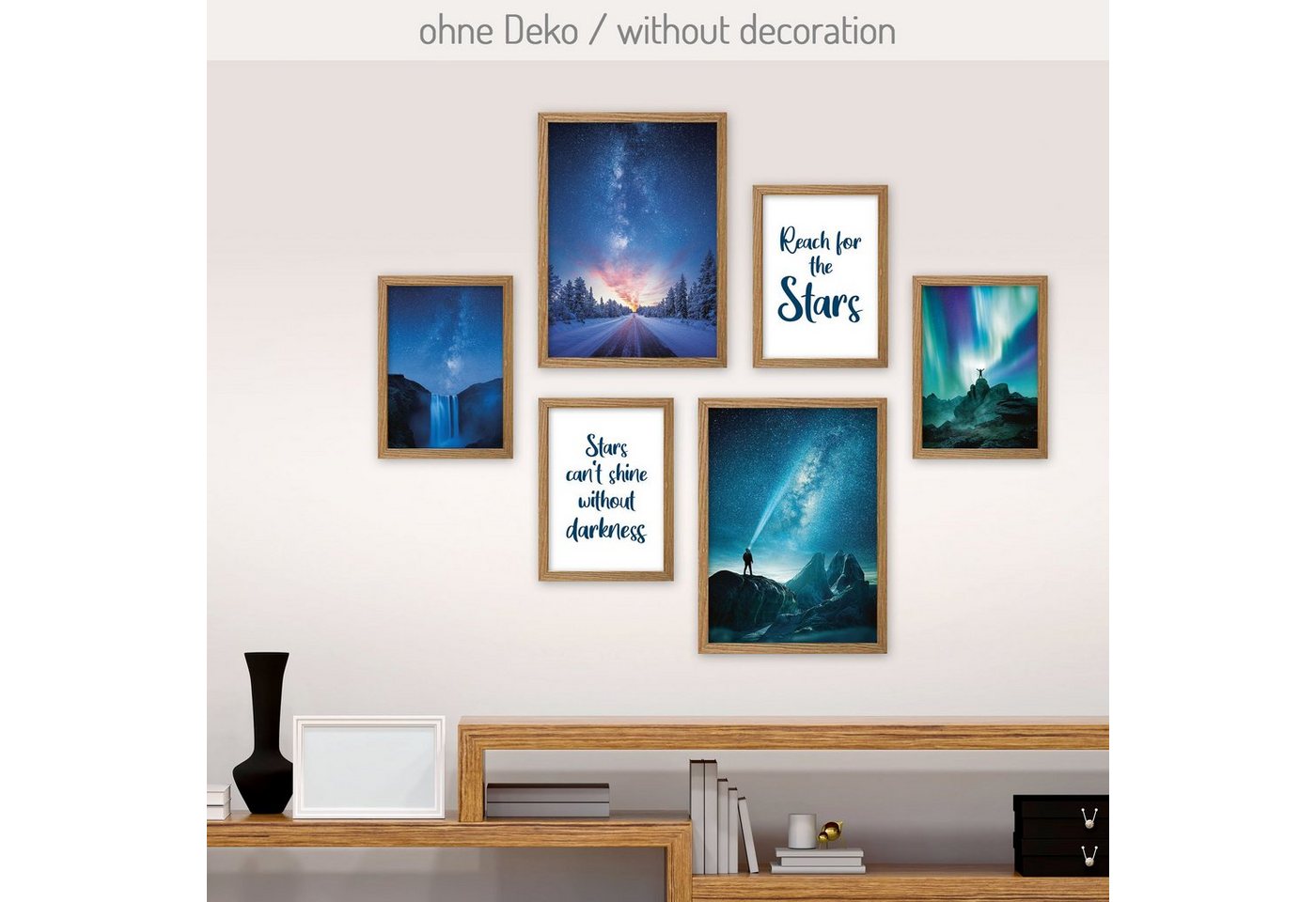 Kreative Feder Poster, Natur, Landschaft, Sterne, Sternenhimmel, Himmel, Nacht, Inspiration (Set, 6 St), 6-teiliges Poster-Set, Kunstdruck, Wandbild, Posterwand, Bilderwand, optional mit Rahmen, WP539 von Kreative Feder