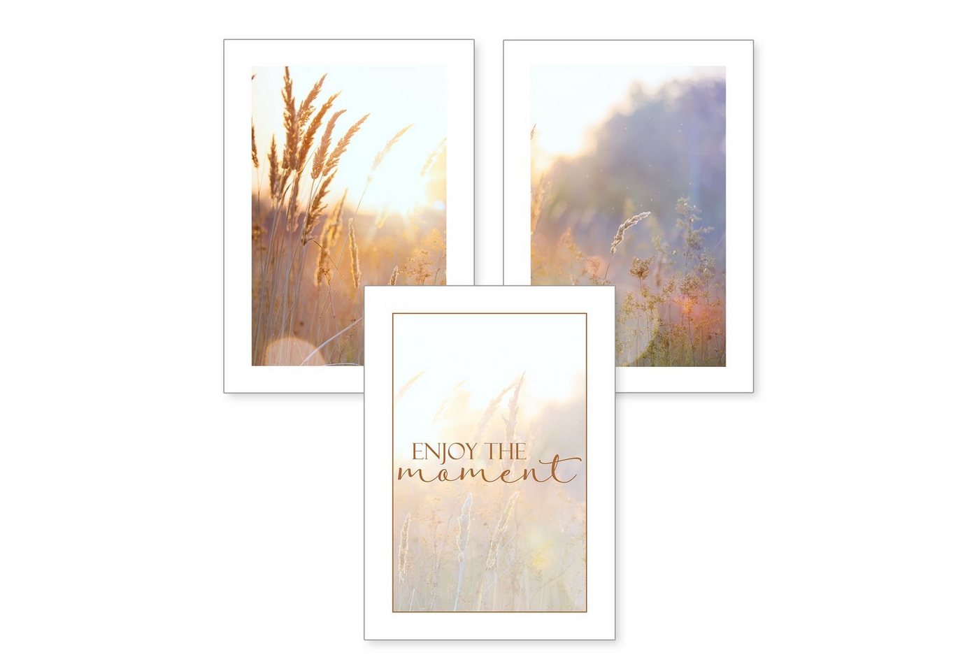 Kreative Feder Poster, Natur, Landschaft, Wiese (Set, 3 St), 3-teiliges Poster-Set, Kunstdruck, Wandbild, optional mit Rahmen, wahlw. in DIN A4 / A3, 3-WP064 von Kreative Feder