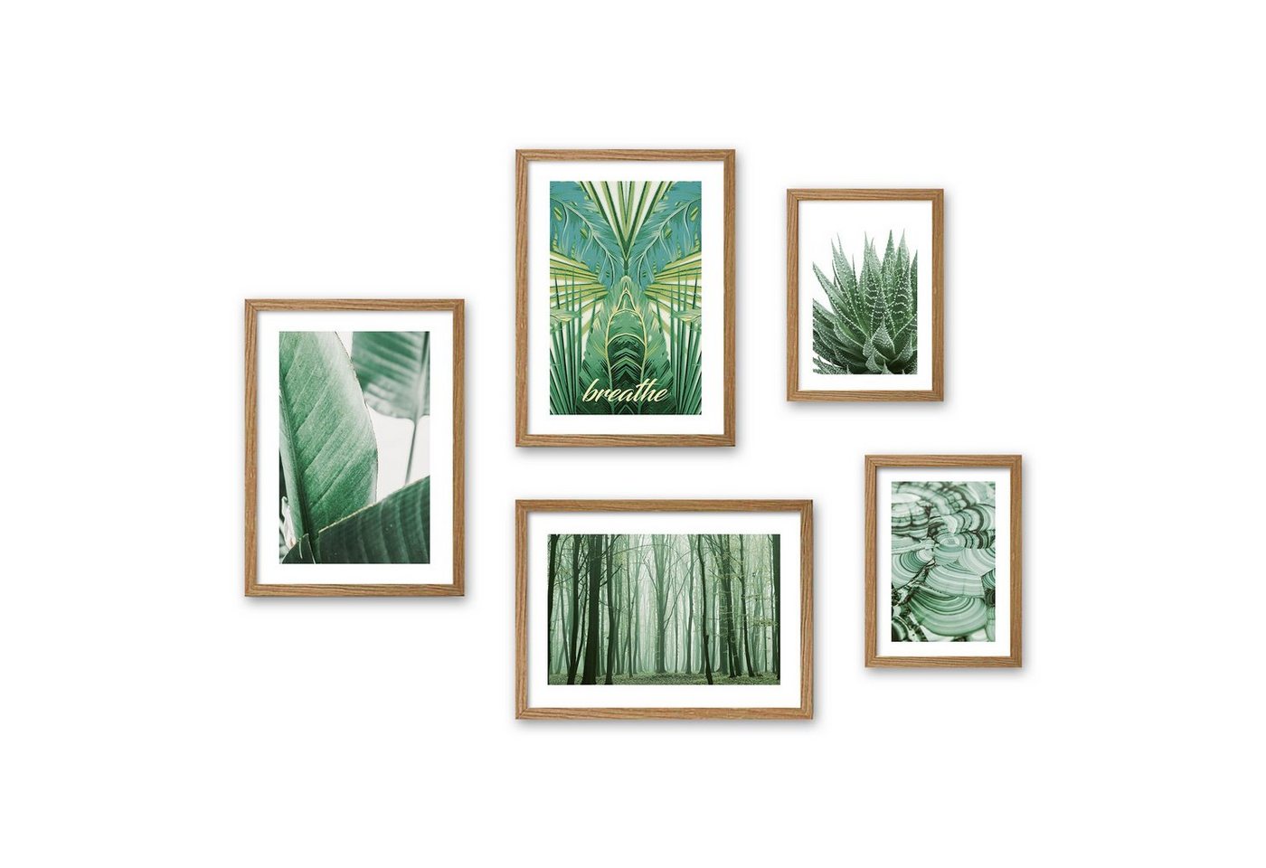 Kreative Feder Poster, Natur, Pflanzen, Grün, Wald, Blätter (Set, 5 St), 5-teiliges Poster-Set, Kunstdruck, Wandbild, Posterwand, Bilderwand, optional mit Rahmen, WP605 von Kreative Feder