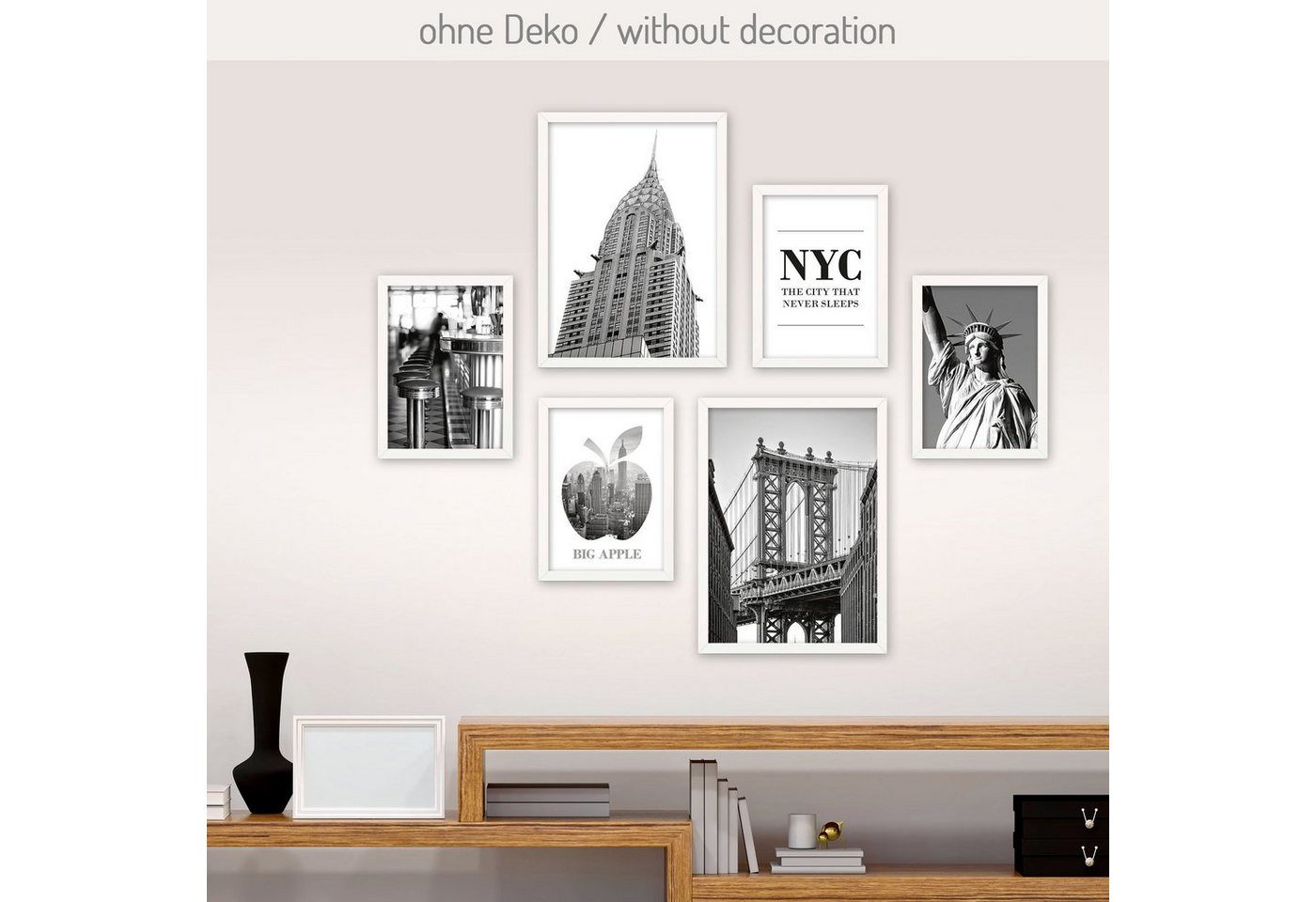 Poster, New York, City, Stadt, Amerika, Freiheitsstatue (Set, 6 St), 6-teiliges Poster-Set, Kunstdruck, Wandbild, Posterwand, Bilderwand, optional mit Rahmen, WP544 von Kreative Feder