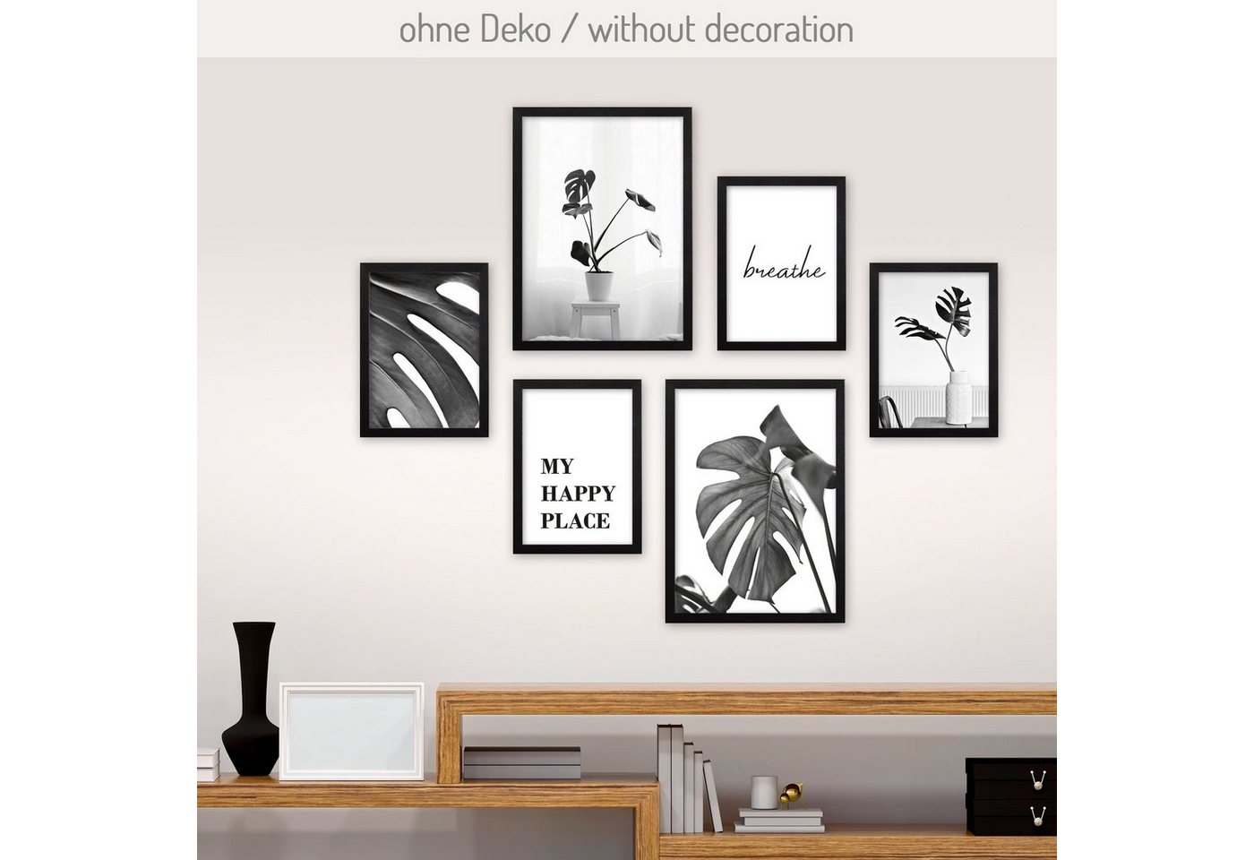 Kreative Feder Poster, Pflanze, Natur, Spruch, Ruhe, Schwarz-Weiß, Fotografie (Set, 6 St), 6-teiliges Poster-Set, Kunstdruck, Wandbild, Posterwand, Bilderwand, optional mit Rahmen, WP512 von Kreative Feder