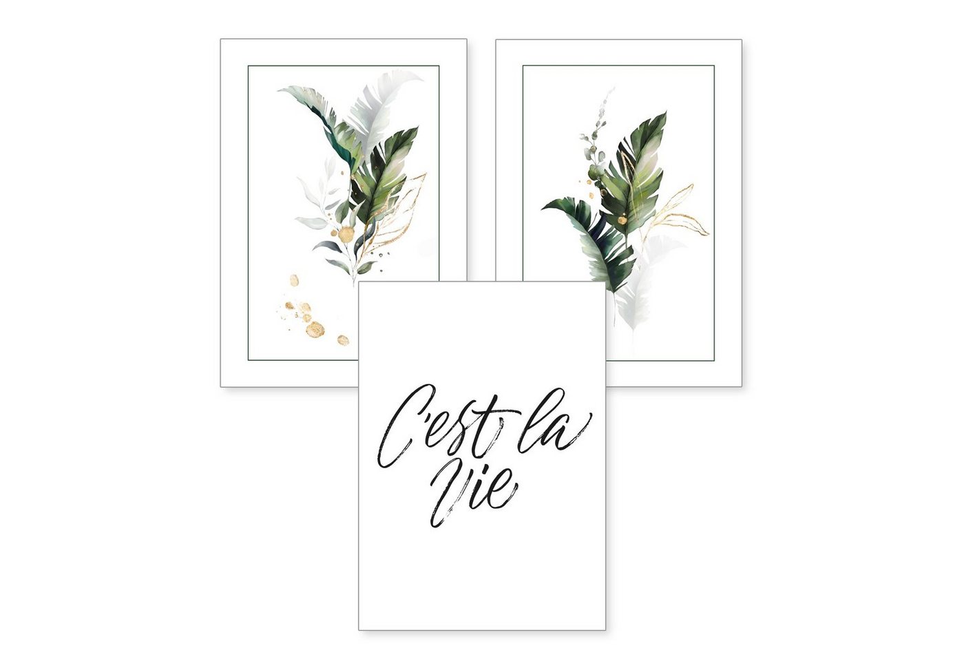 Kreative Feder Poster, Pflanzen, Blätter, Natur (Set, 3 St), 3-teiliges Poster-Set, Wandbild, optional mit Rahmen, DIN A4 oder A3 von Kreative Feder