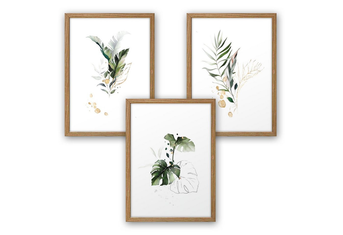 Kreative Feder Poster, Pflanzen (Set, 3 St), 3-teiliges Poster-Set, Wandbild, optional mit Rahmen, DIN A4 oder A3 von Kreative Feder