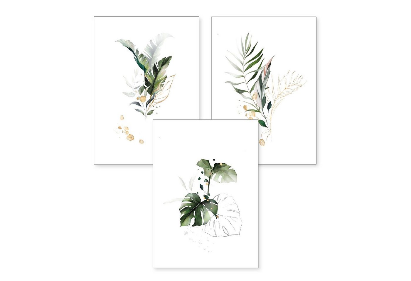 Kreative Feder Poster, Pflanzen (Set, 3 St), 3-teiliges Poster-Set, Kunstdruck, Wandbild, optional mit Rahmen, wahlw. in DIN A4 / A3, 3-WP013 von Kreative Feder