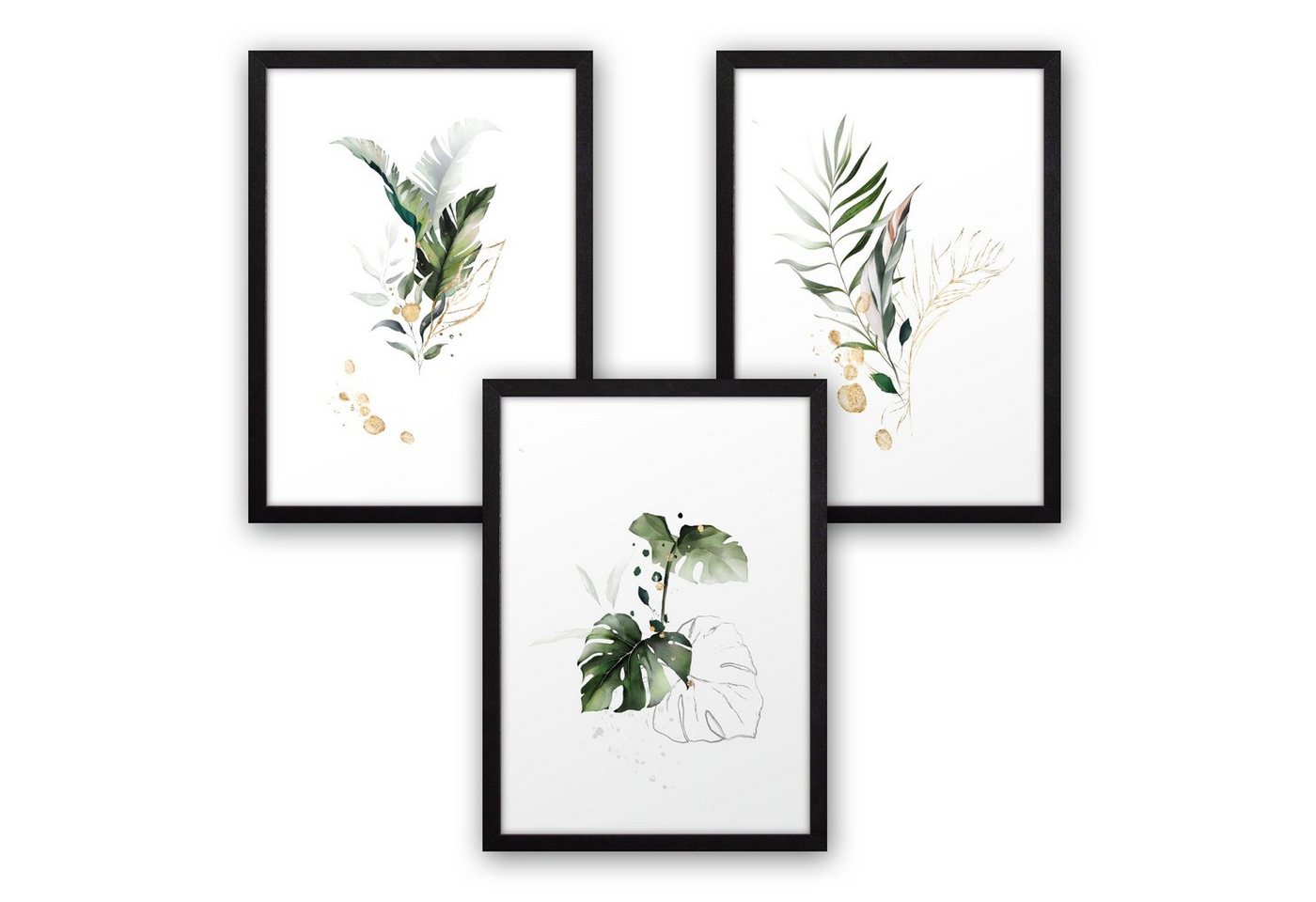 Kreative Feder Poster, Pflanzen (Set, 3 St), 3-teiliges Poster-Set, Wandbild, optional mit Rahmen, DIN A4 oder A3 von Kreative Feder
