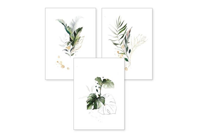 Kreative Feder Poster, Pflanzen (Set, 3 St), 3-teiliges Poster-Set, Wandbild, optional mit Rahmen, DIN A4 oder A3 von Kreative Feder
