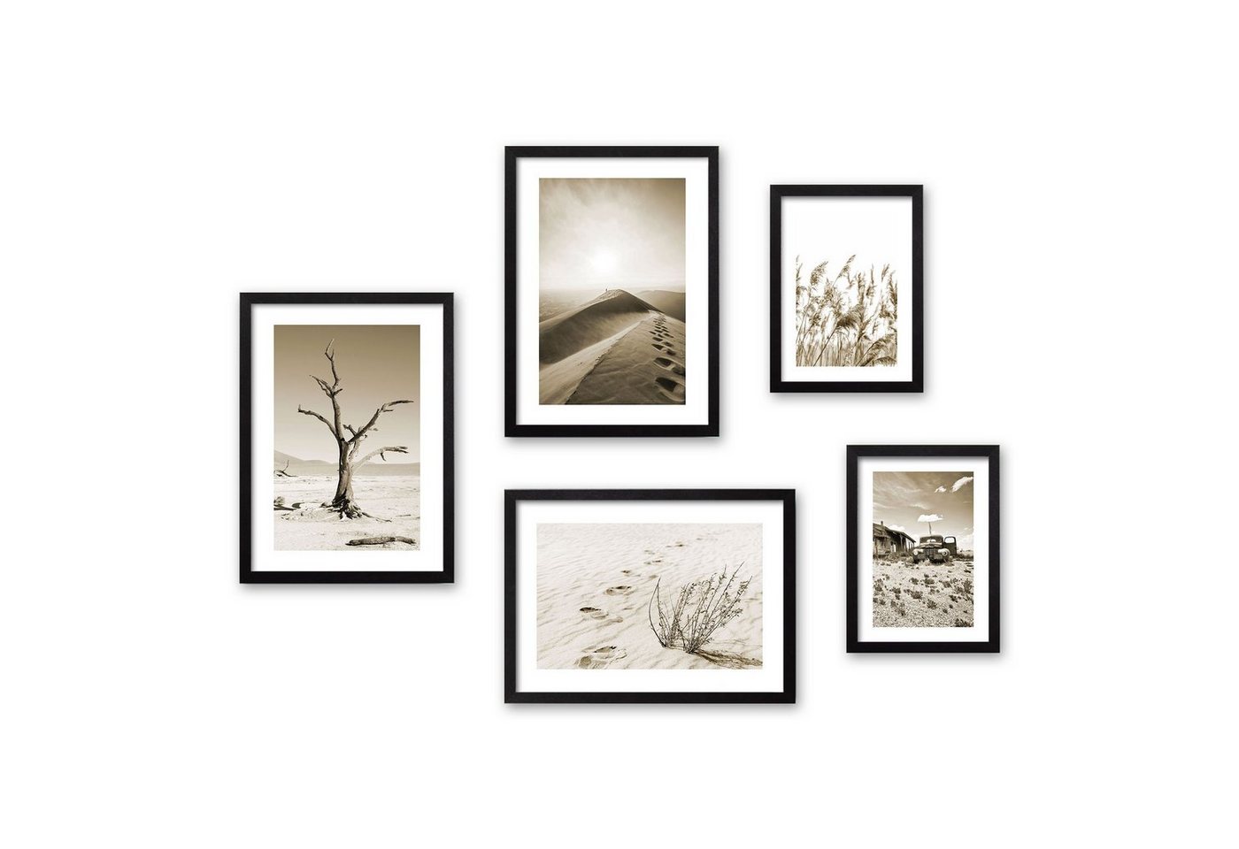 Kreative Feder Poster, Sand, Düne, Wüste, Natur, Landschaft (Set, 5 St), 5-teiliges Poster-Set, Kunstdruck, Wandbild, Posterwand, Bilderwand, optional mit Rahmen, WP603 von Kreative Feder