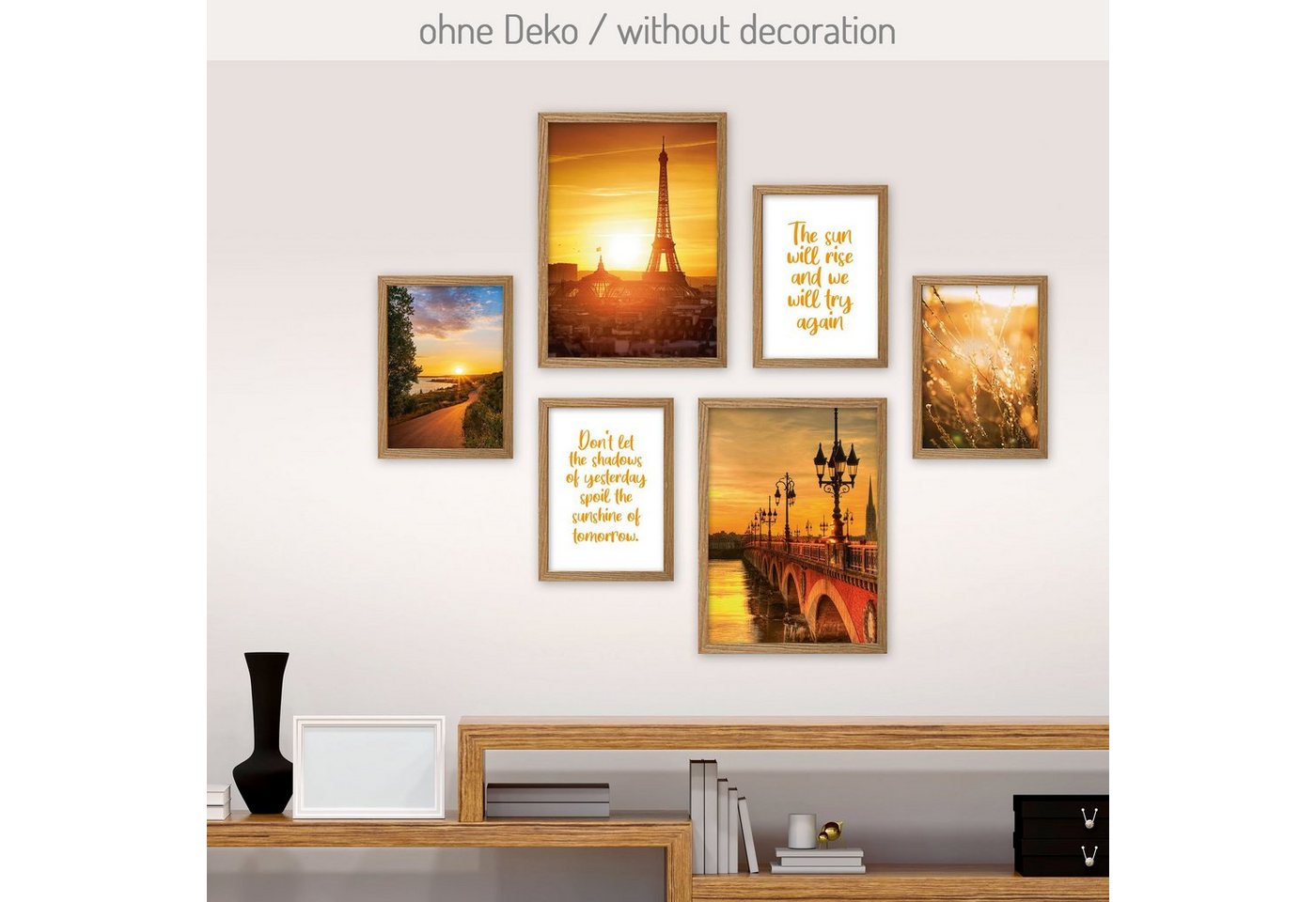 Kreative Feder Poster, Sonne, Eiffelturm, Paris, Architektur, Stadt, Gräser, Natur (Set, 6 St), 6-teiliges Poster-Set, Kunstdruck, Wandbild, Posterwand, Bilderwand, optional mit Rahmen, WP542 von Kreative Feder